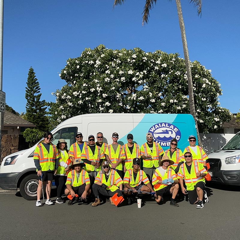 image of Waialae Plumbing team doing cleanup for adopt-a-highway