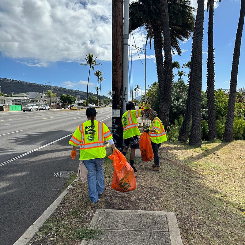 image of Waialae Plumbing team doing cleanup for adopt-a-highway